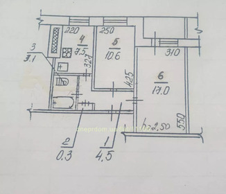 2-комн. вторичка, 45 м<sup>2</sup>, поверх 4/10